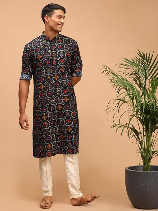 VASTRAMAY Men's Cotton Blend Kurta